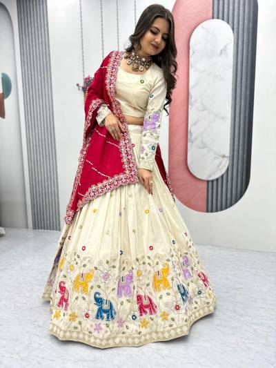 PC-503 BY PRISHA CREATION DESIGNER SILK LEHENGA CHOLI WHOLESALER IN INDIA